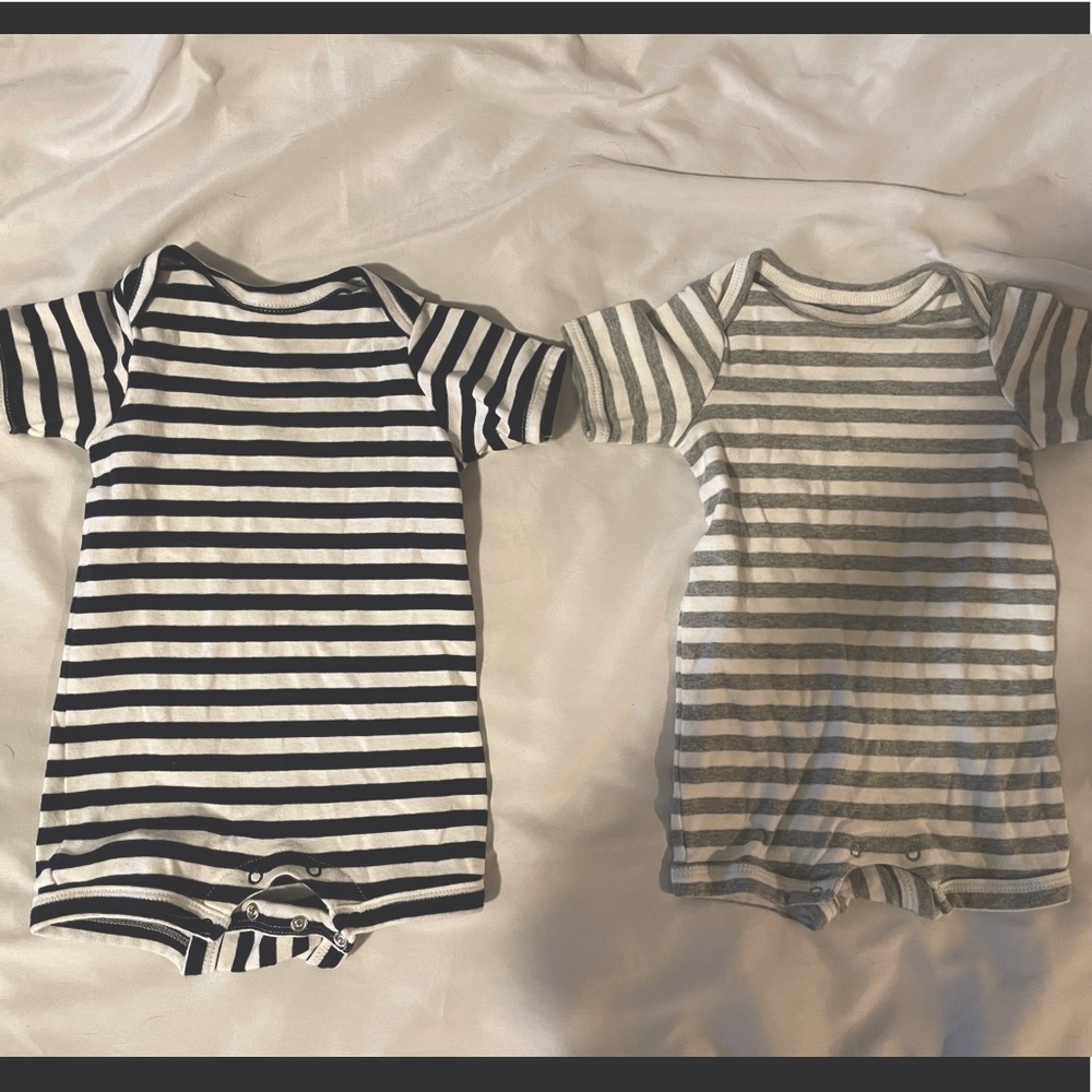Primary stripe baby suit shortie bundle 9-12m